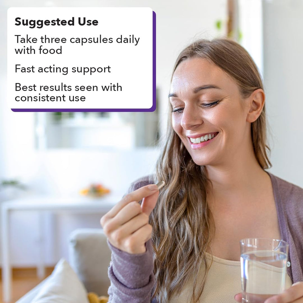 Lung Capaci-T capsules on table, conveying an easy daily routine.