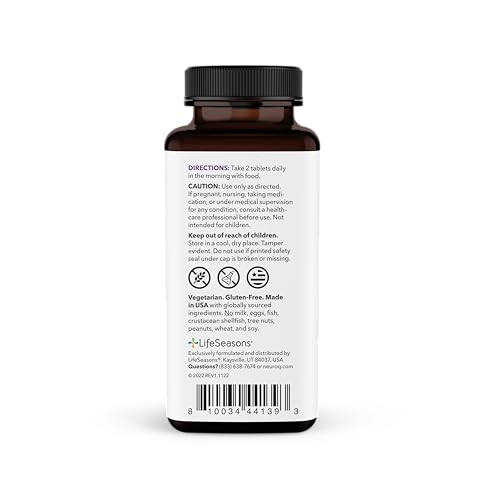 LifeSeasons NeuroQ Daily Essentials bottle label visible highlighting vitamin coverage