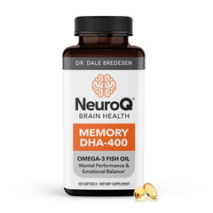 LifeSeasons NeuroQ-400 DHA softgels bottle for daily brain support and focus