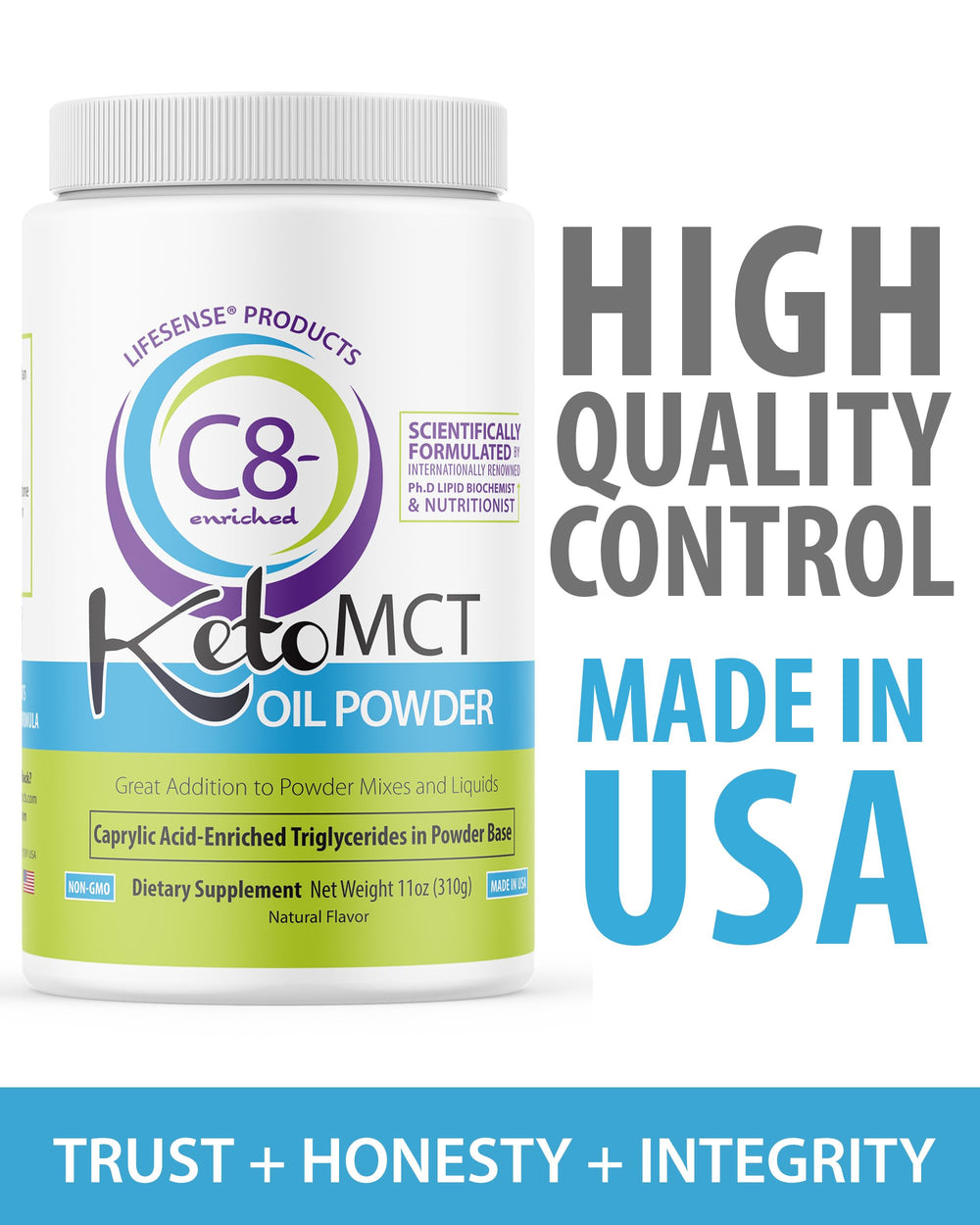 LifeSense C8 powder atop yogurt provides quick keto-friendly breakfast option.
