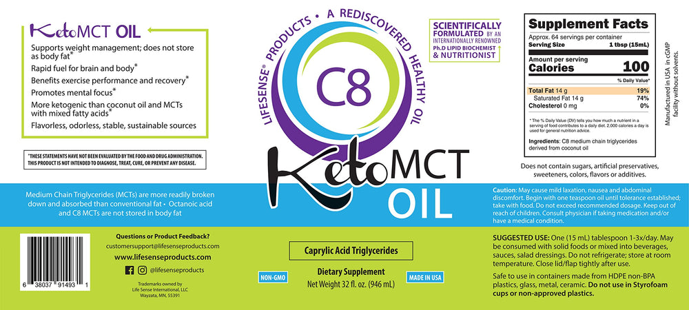 LifeSense C8 MCT Oil pour for quick, flavorless energy in drinks.