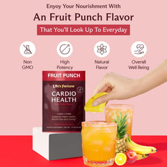 Life's Fortune fruit punch flavor packaging suggests tasty daily supplement ritual.