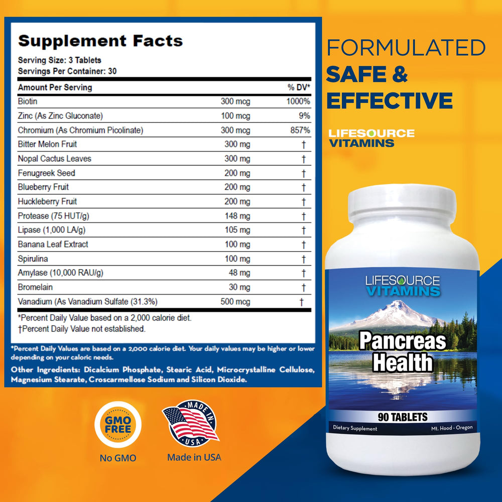 LifeSource Pancreas Health close-up shows herbal ingredient blend
