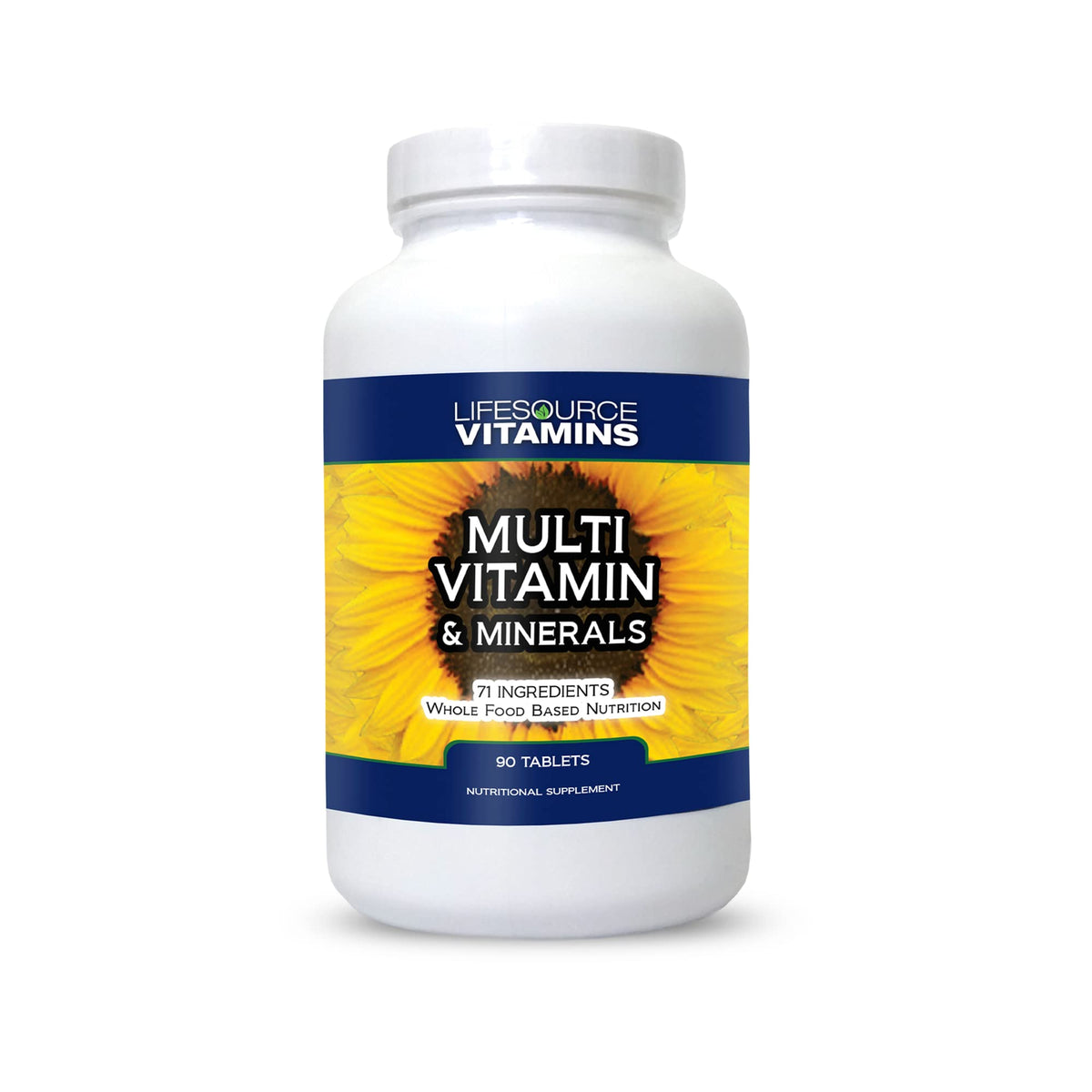 LifeSource Vitamins bottle front view supports daily nutrition with a complete plant-based multivitamin.