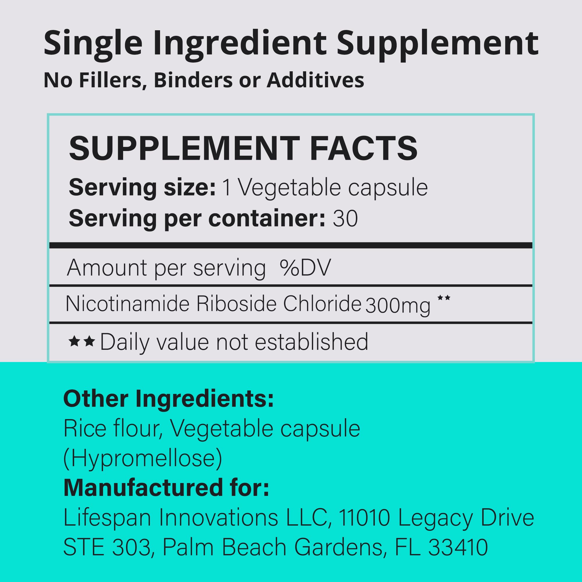 Lifespan Innovations Pure NR bottle with pill row suggests consistent dosing