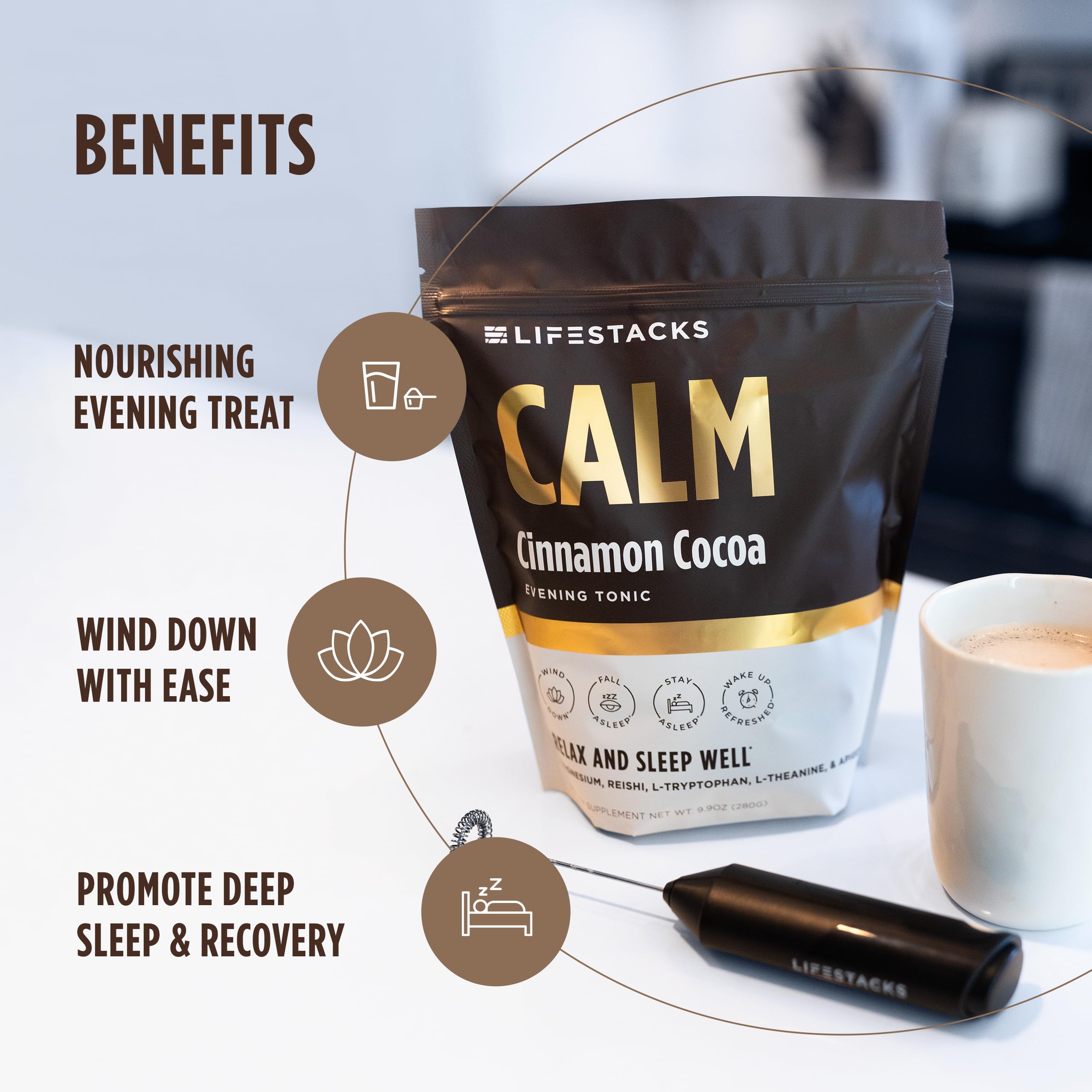 LIFESTACKS Calm Evening Tonic 20-serving package ready for nightly use.