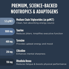 A scoop of LIFESTACKS Focus vanilla powder hints at rich flavor and clean sweetness.