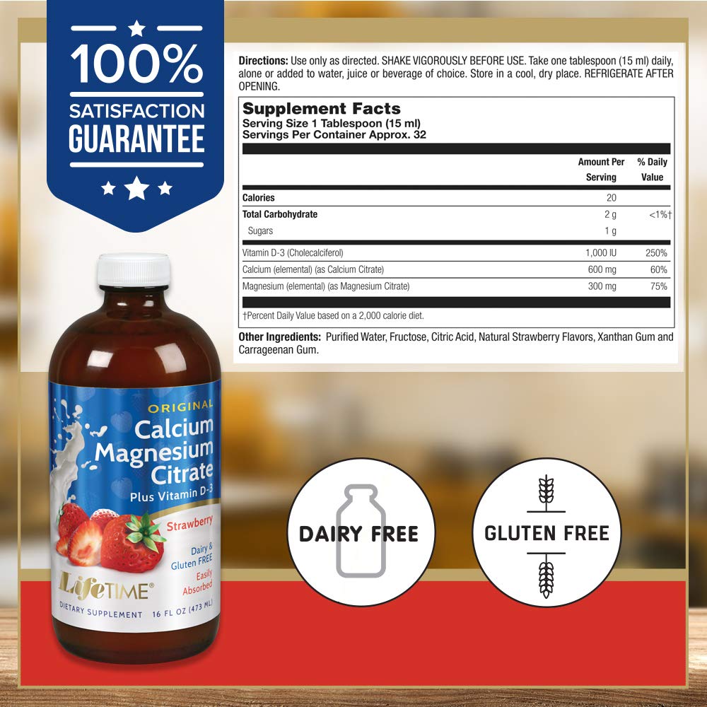 LifeTime calcium magnesium strawberry dropper delivering a measured dose for easy daily use
