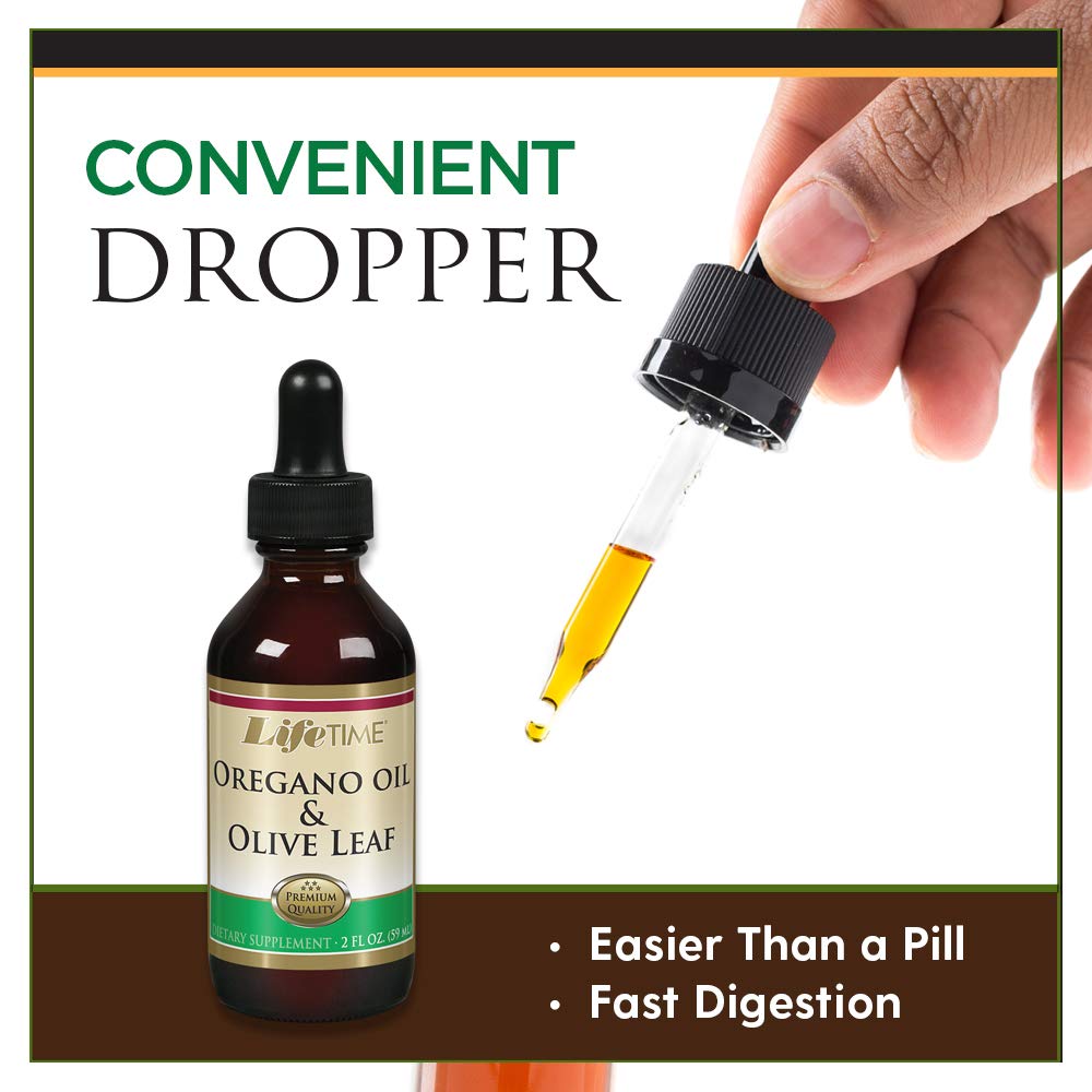 LIFETIME oregano oil olive leaf drops packaging label detail signals quality.