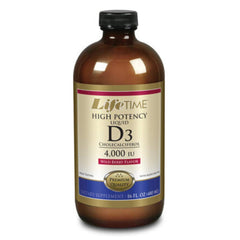 LIFETIME Vitamin D-3 bottle with mixed berry liquid for daily wellness