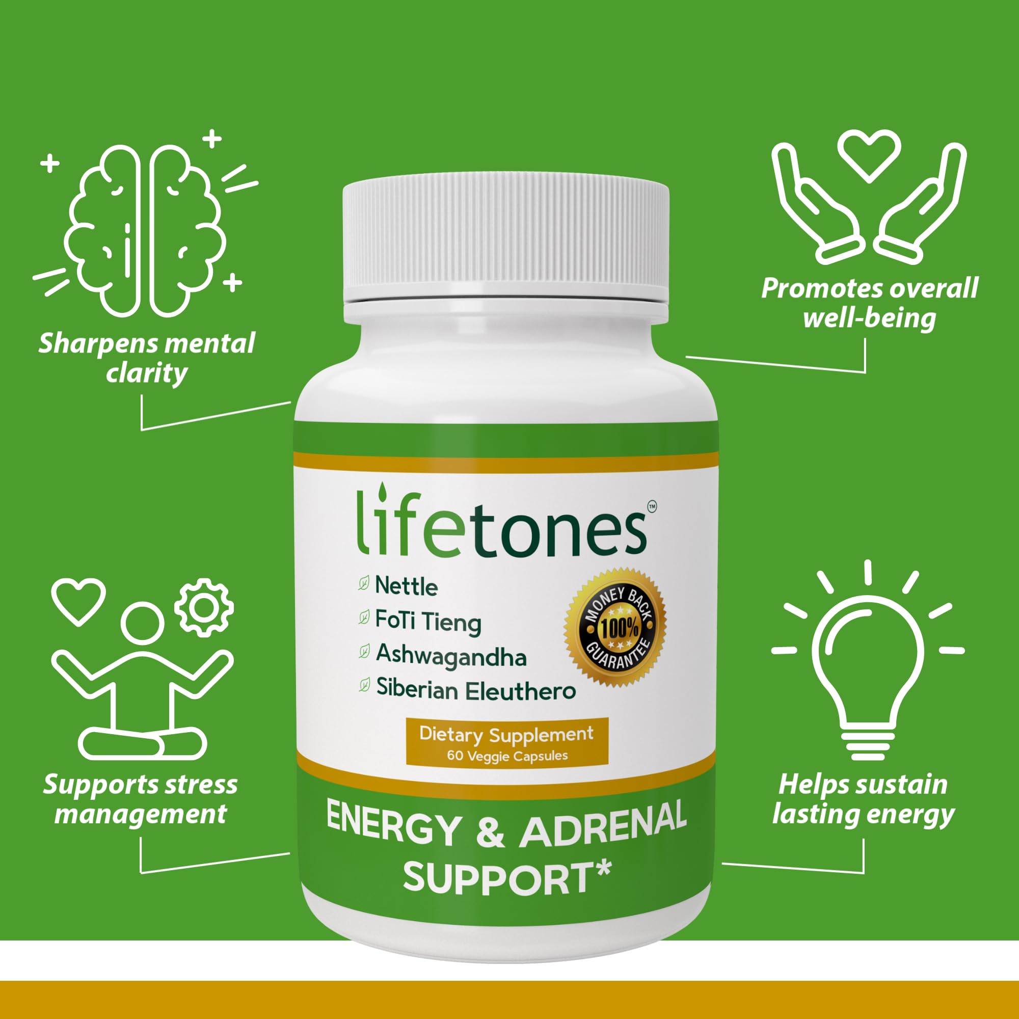 Life Tones Energy label detail shows clean, vegan ingredients for informed choice