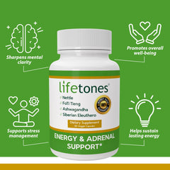 Life Tones Energy label detail shows clean, vegan ingredients for informed choice