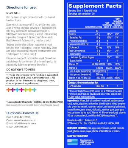 Lifetrients Speak+D Smooth Orange Vanilla nutrition label showing precise serving ratios.