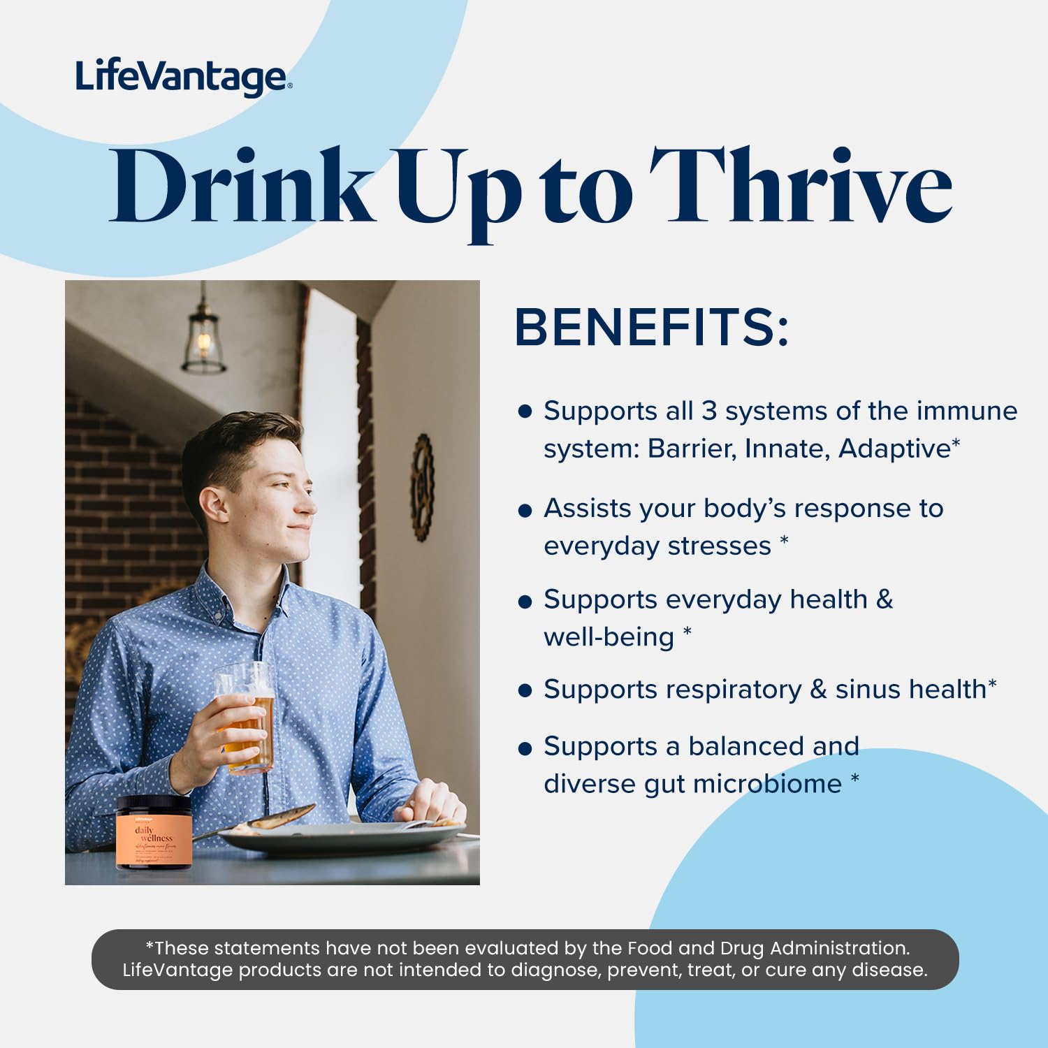 LifeVantage Daily Wellness prepared water bottle with elderflower-acai infusion