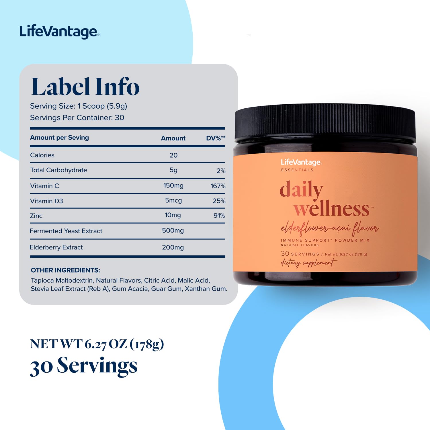 LifeVantage Daily Wellness shaker with powder scoop for quick immune-support sip
