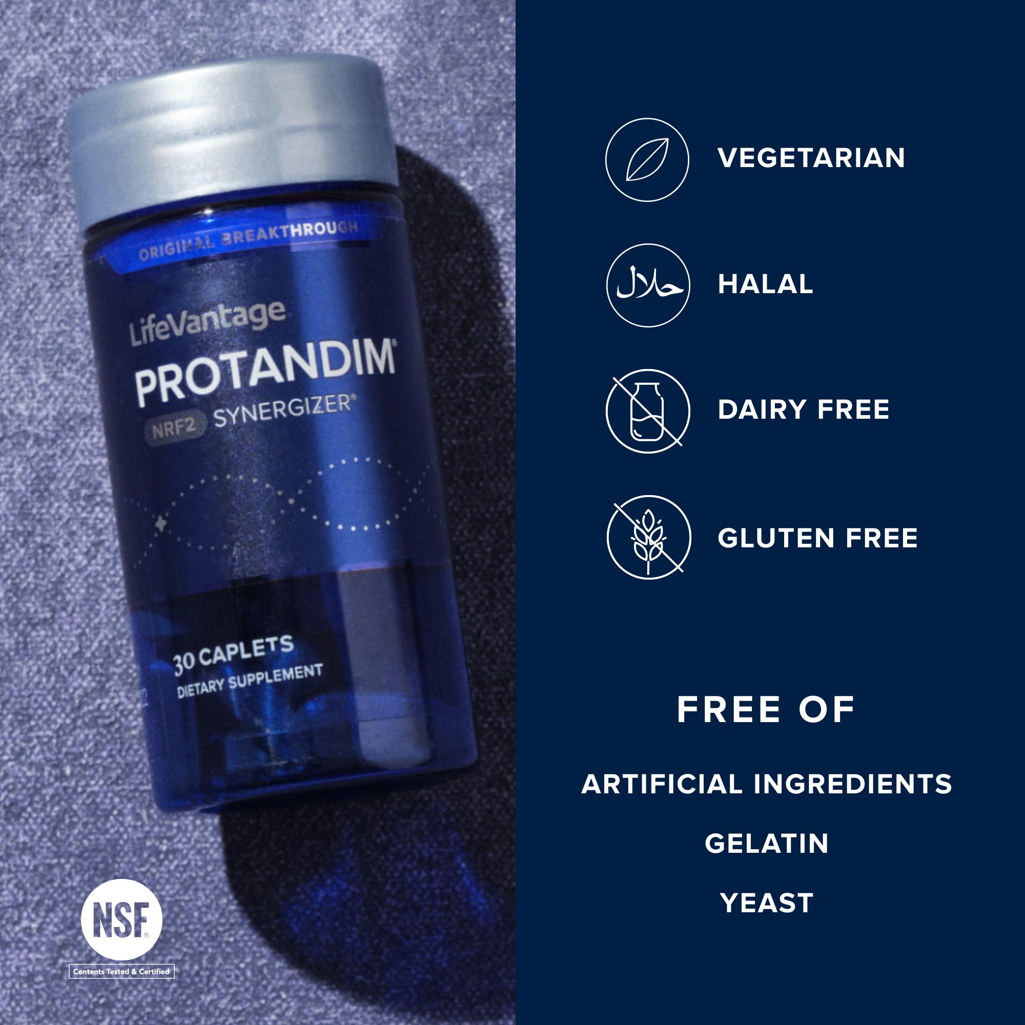 LifeVantage Protandim label close-up highlighting the 5-ingredient blend