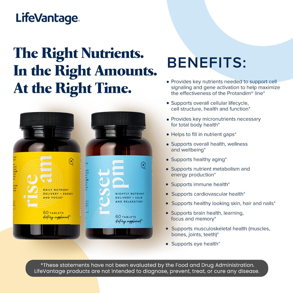 LifeVantage Reset PM capsule close-up showing end-of-day wellness option.