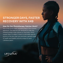 LifeWave X49 patches applied on arm for quick workout support.