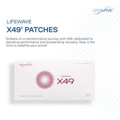LifeWave X49 patches energy-boost visualization suggesting endurance support.