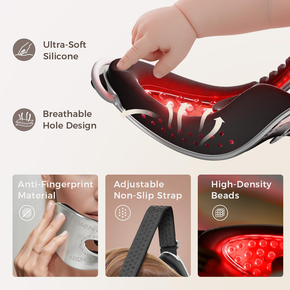 LifeZoom lightweight portable red light mask suitable for home, office, or travel.