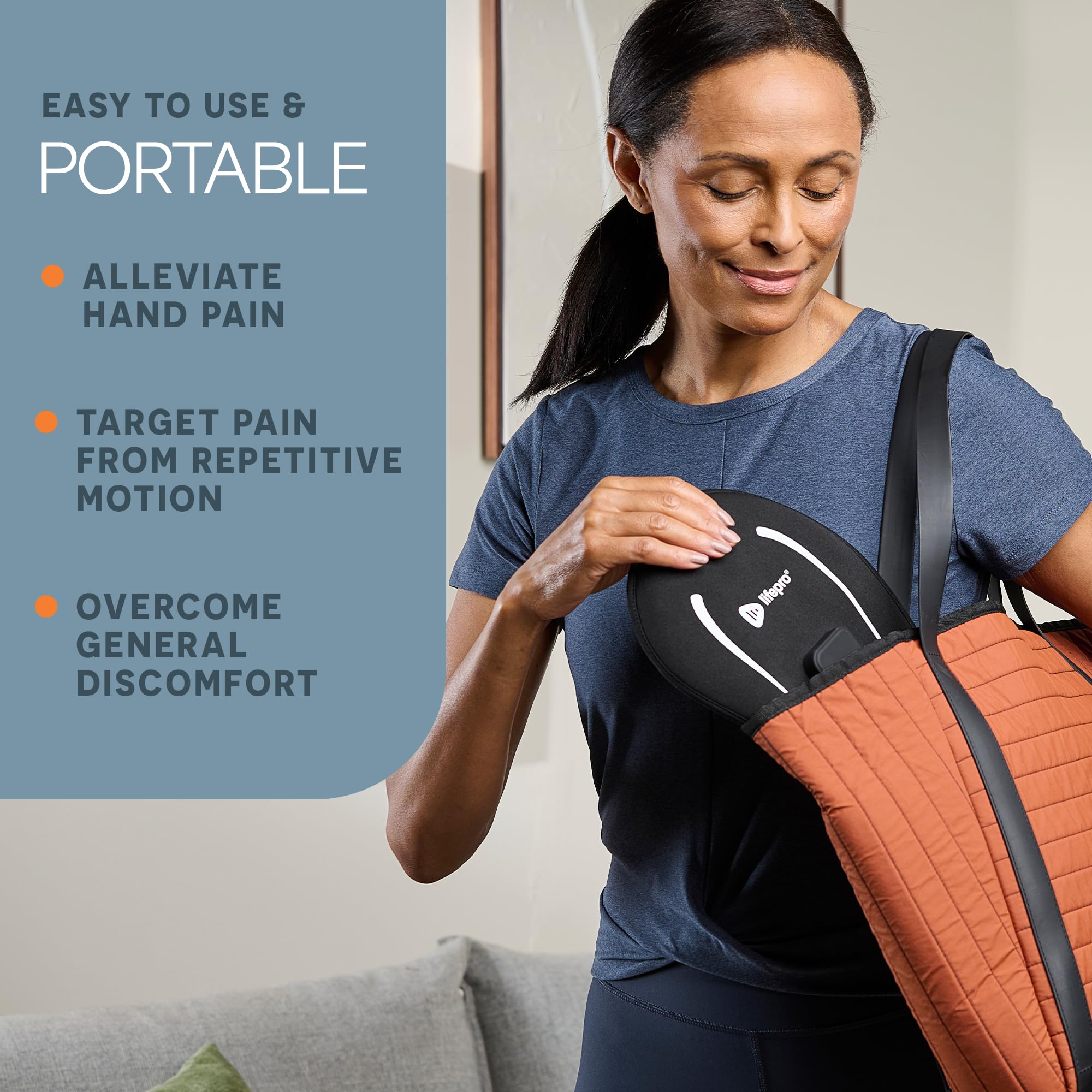 LifePro foot-ankle wrap packaging highlights easy setup and storage.