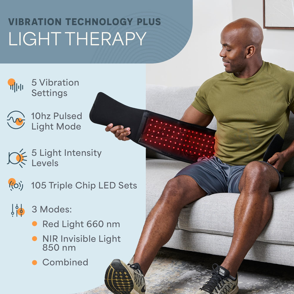 LifePro red light therapy belt shoulder usage shows flexible placement.