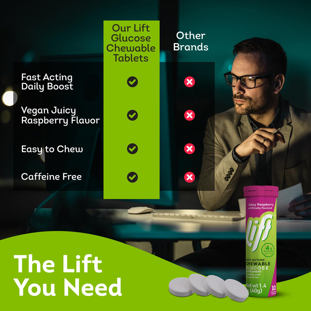 Lift Glucose Raspberry Fast-Acting Chewable Energy Tablets, 10 ct Tube ...