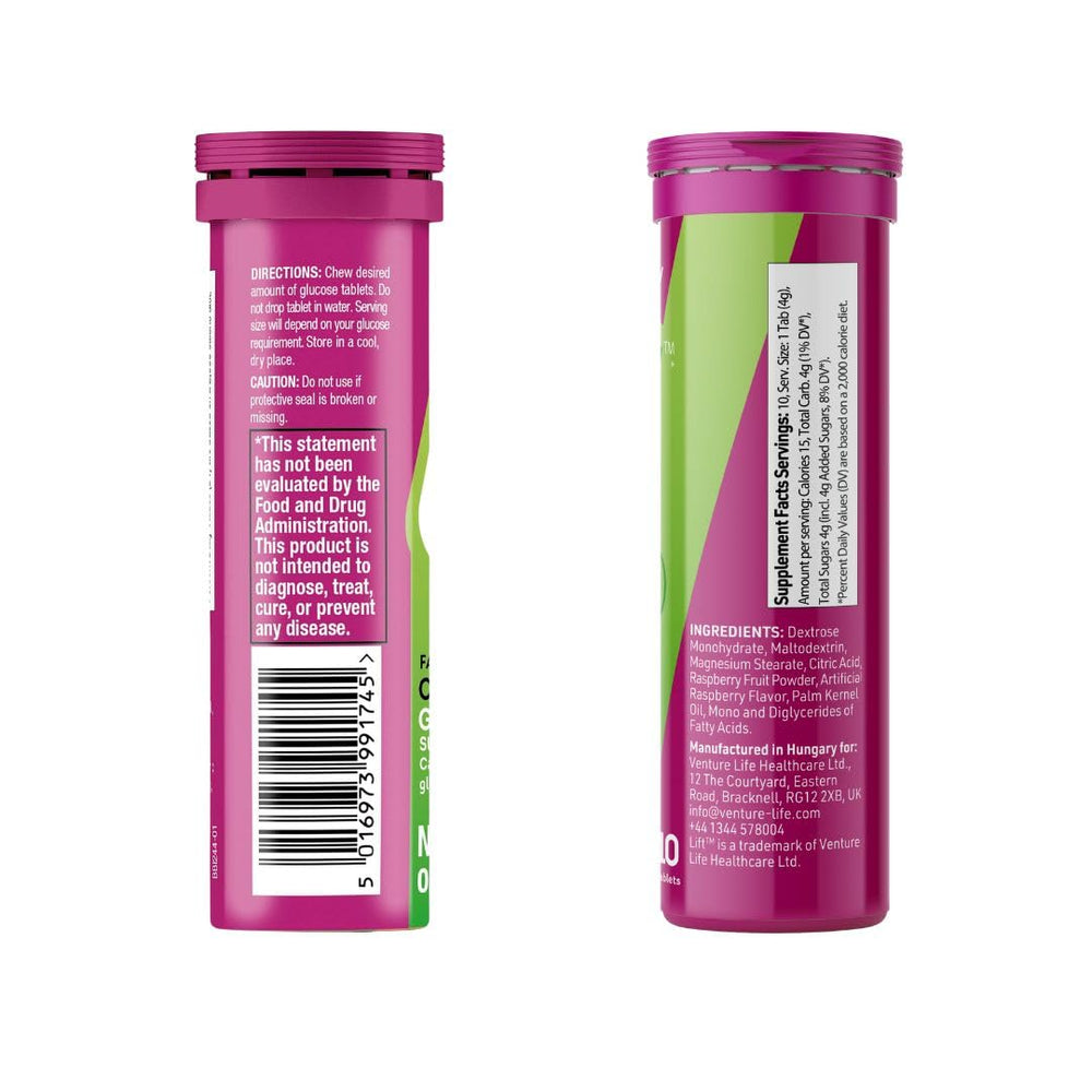 Lift Glucose Raspberry Fast-Acting Chewable Energy Tablets, 10 ct Tube ...