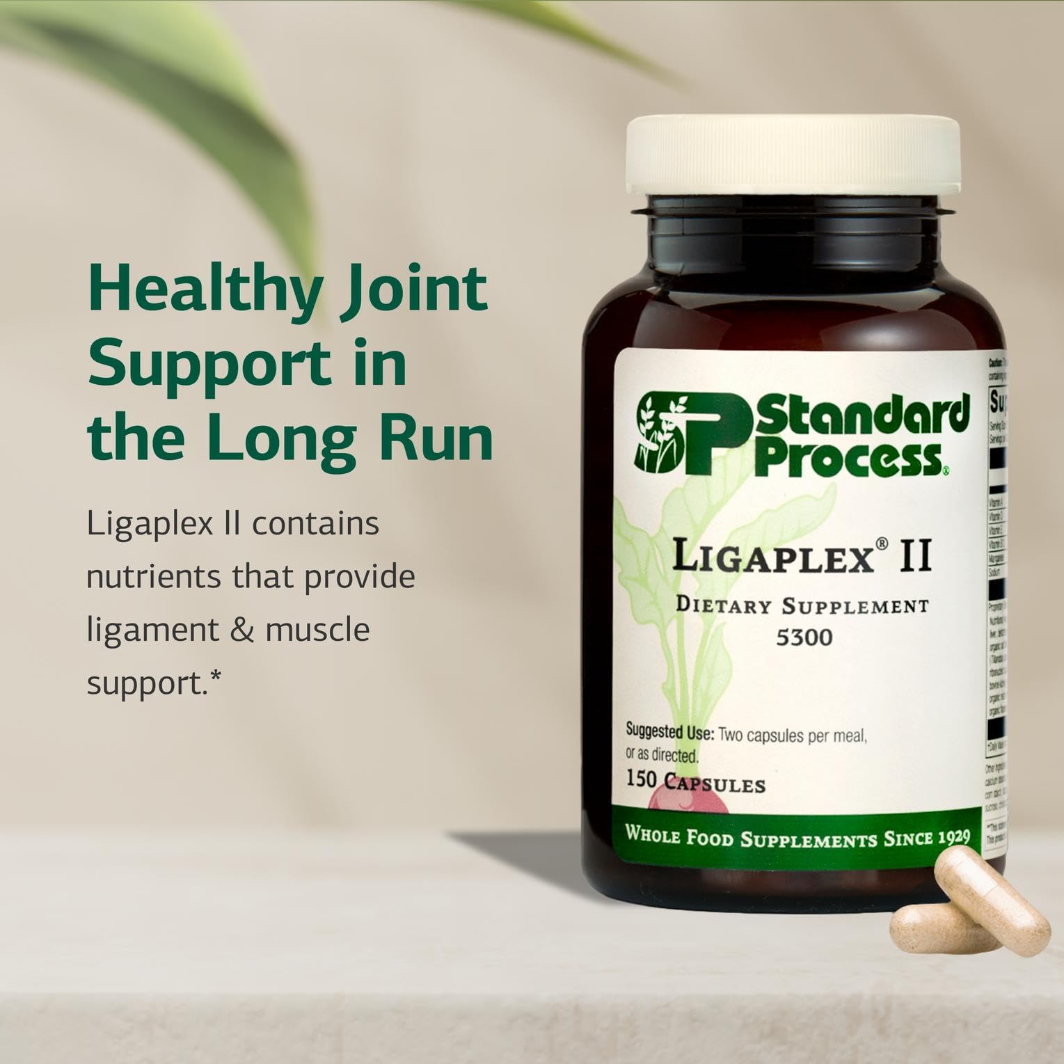 Ligaplex II label on bottle indicating clean label ingredients.
