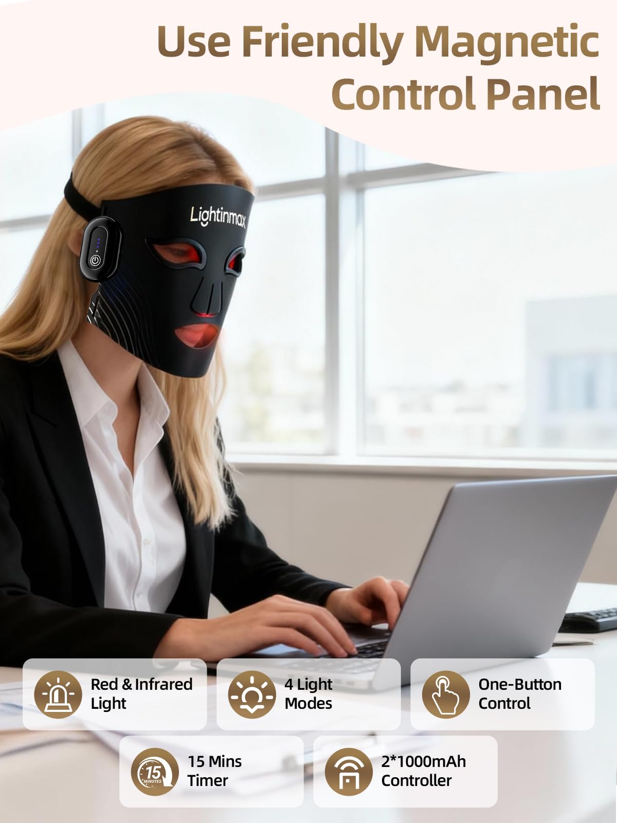 LightinMax eye shields securely positioned to block direct light