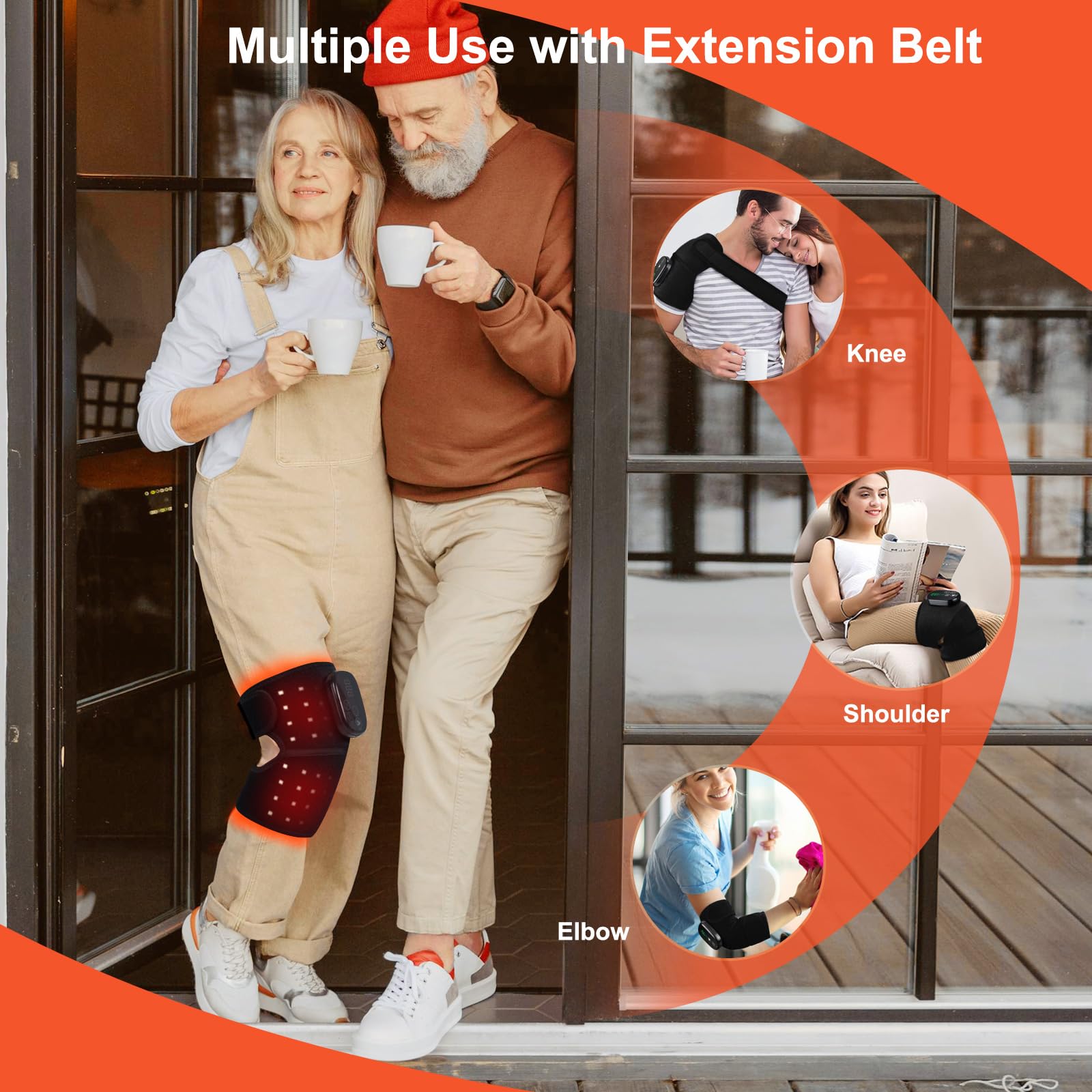 LightinMax knee therapy in use demonstrates hands-free targeted light and heat