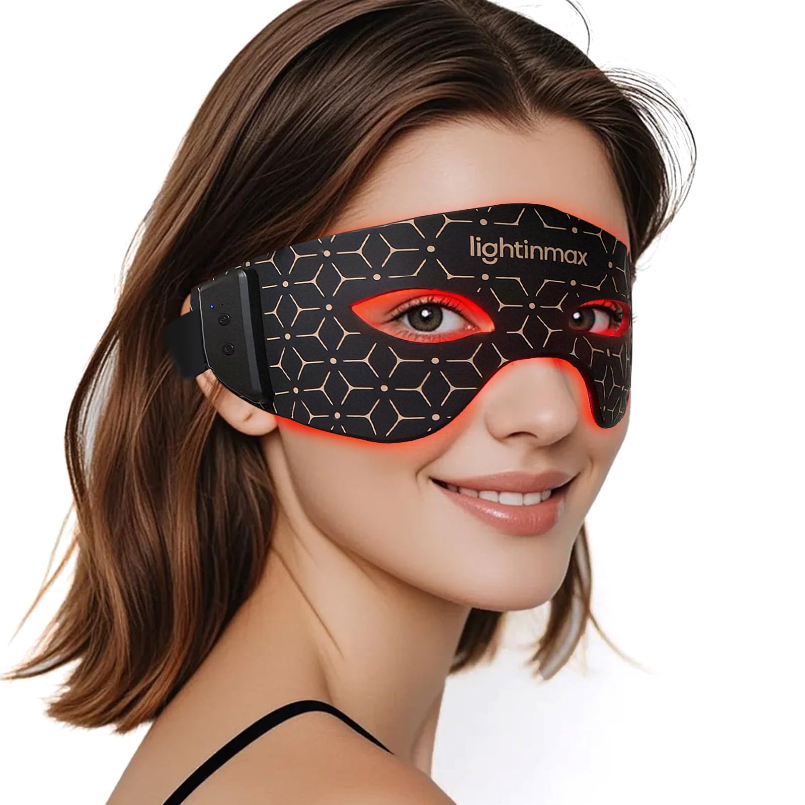 LightinMax red light eye mask front view for compact home therapy