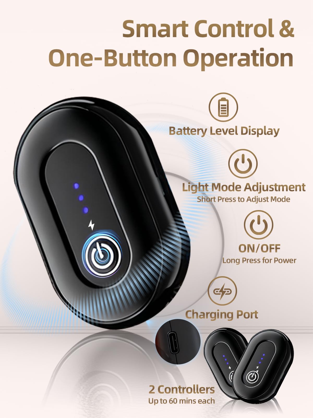 LightinMax wireless controllers attach magnetically for easy mode switching