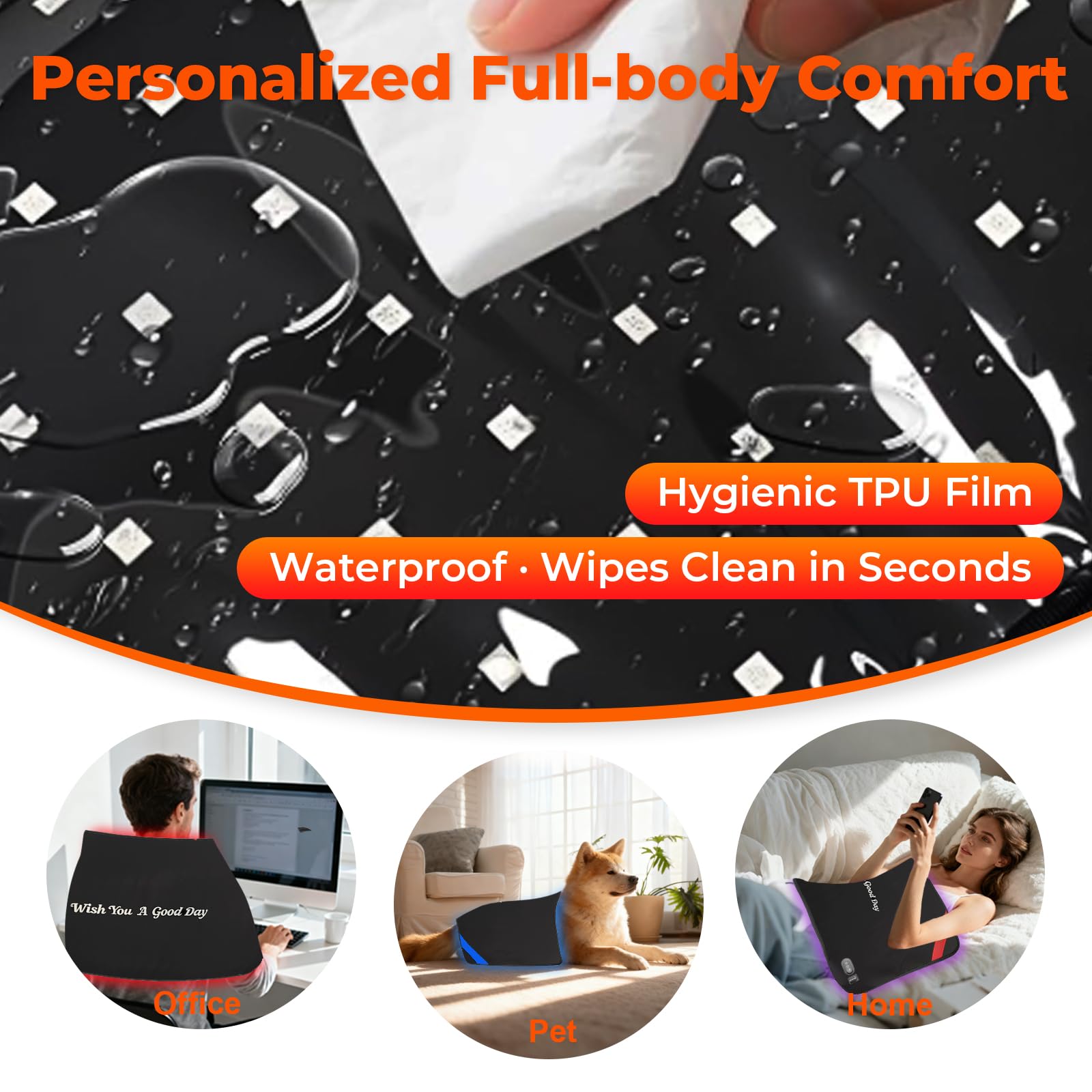 Lightium adjustable Velcro straps enable flexible positioning