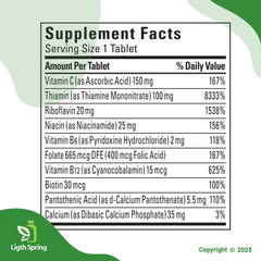 Lightspring Super B-Complex tablets in hand illustrating convenient daily wellness