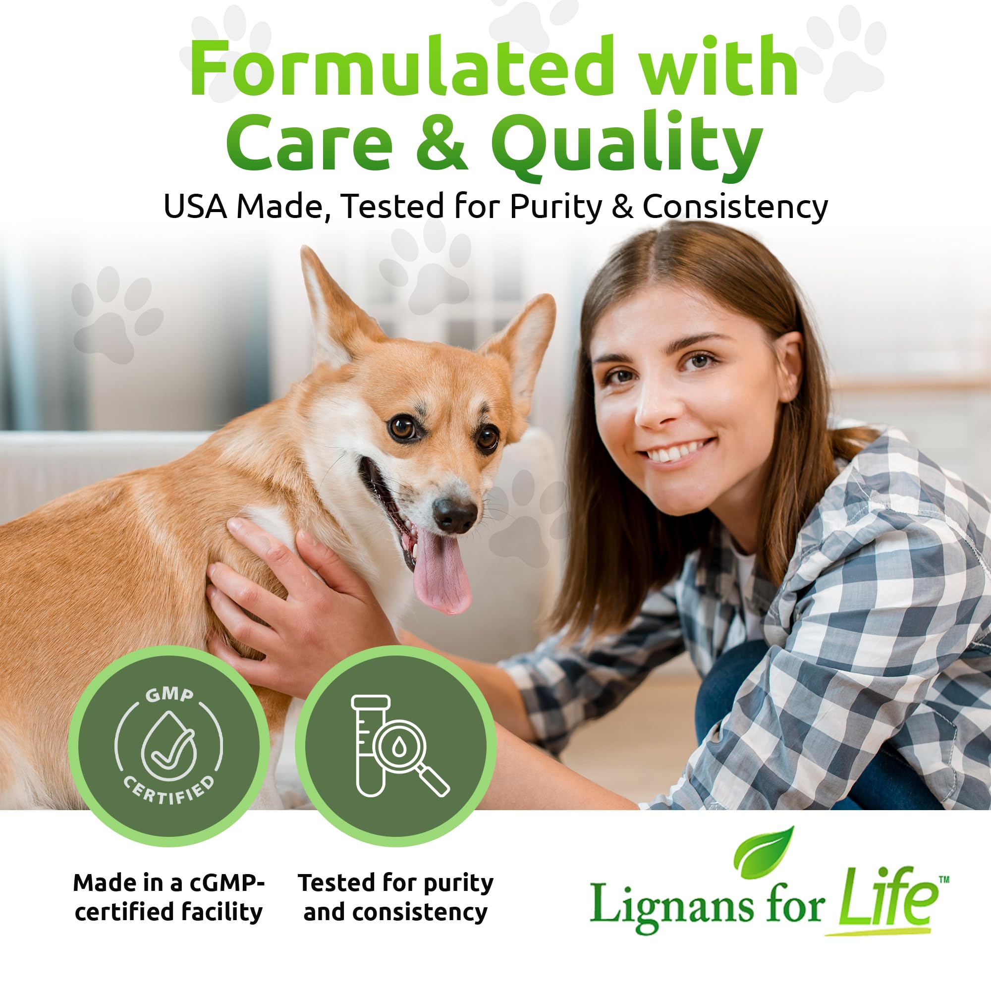 Lignans For Life US-made CGMP facility seal on bottle