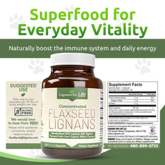 Flaxseed hulls symbolize premium ingredients for dogs' health.
