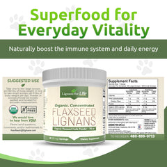 Lignans For Life flaxseed meal – versatile ingredient for smoothies and baking.