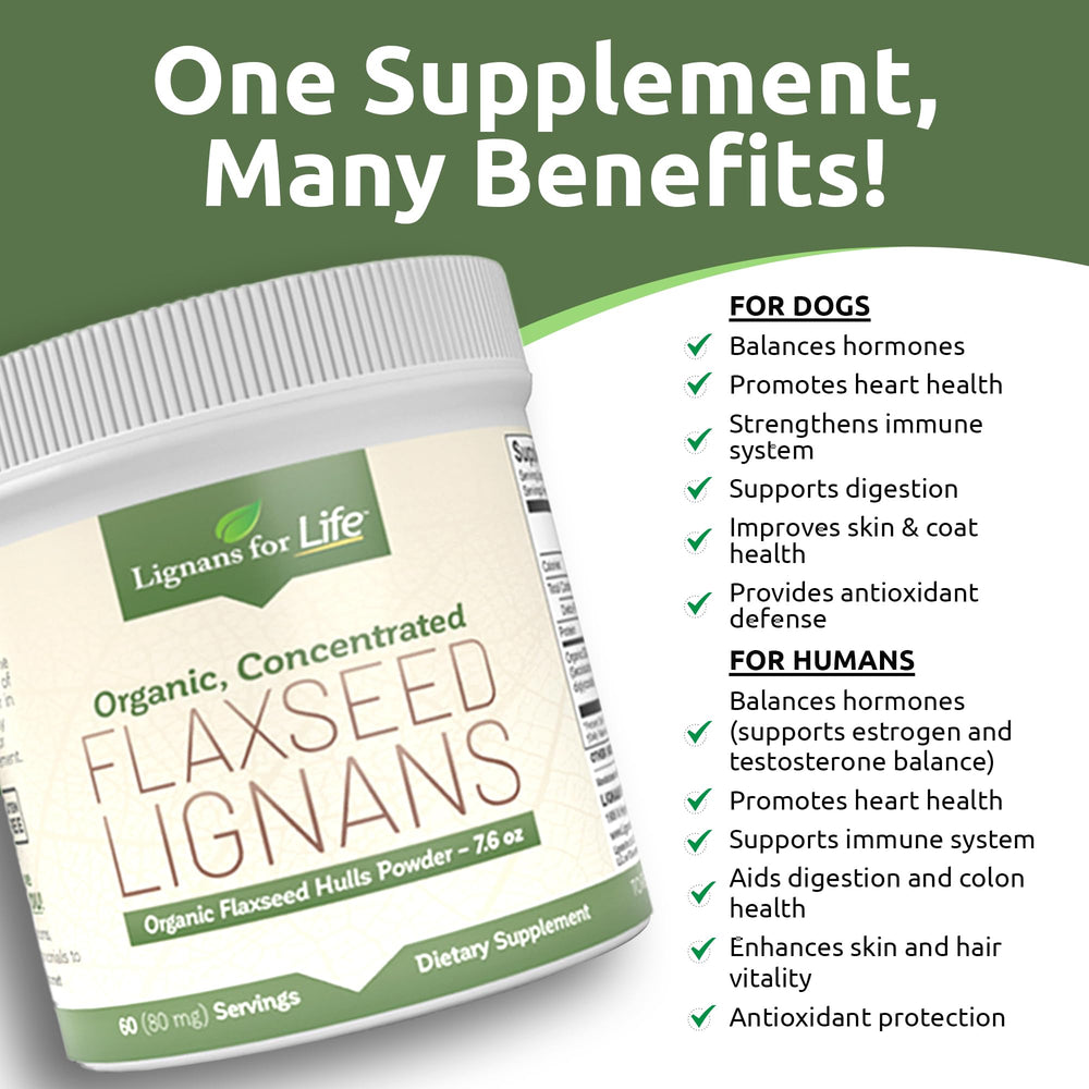 Lignans For Life flaxseed powder pet-friendly option for coats and digestion.