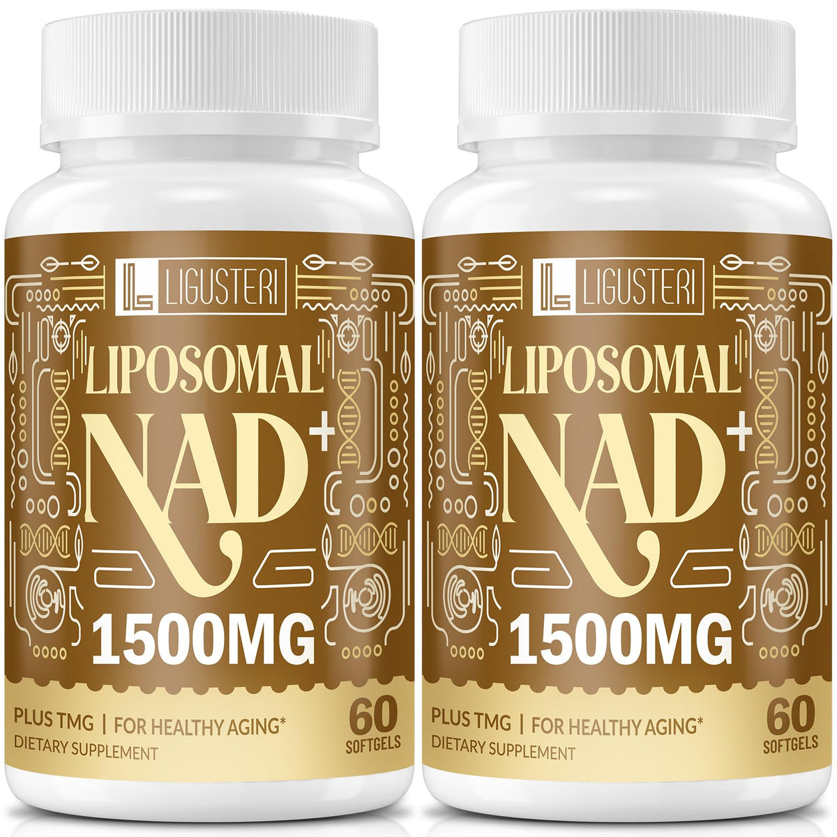 Ligusteri liposomal NAD+ with TMG bottle on shelf highlighting energy support