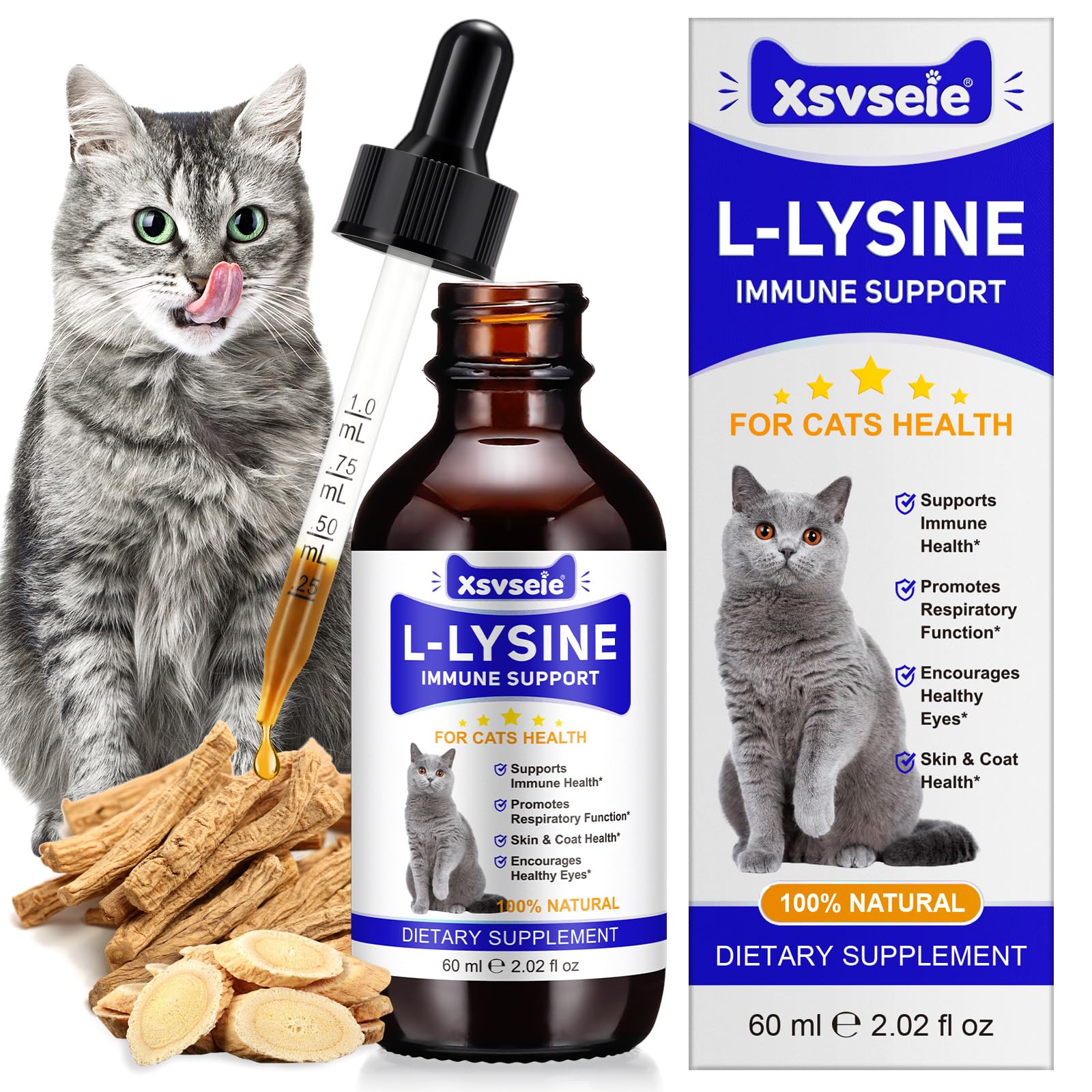 Liiutry Lysine for Cats bottle on counter suggesting daily immune support