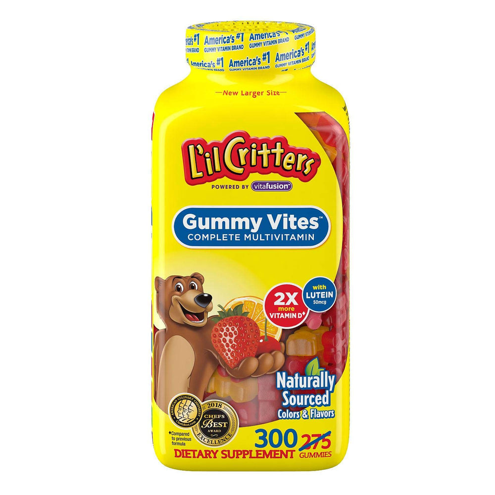 L'il Critters Gummy Vites back panel showing nutrition and allergen info