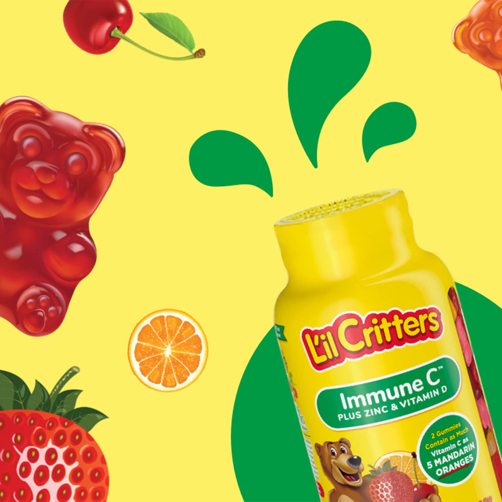 Lil Critters Immune C Plus Zinc orange flavor Gummies close-up