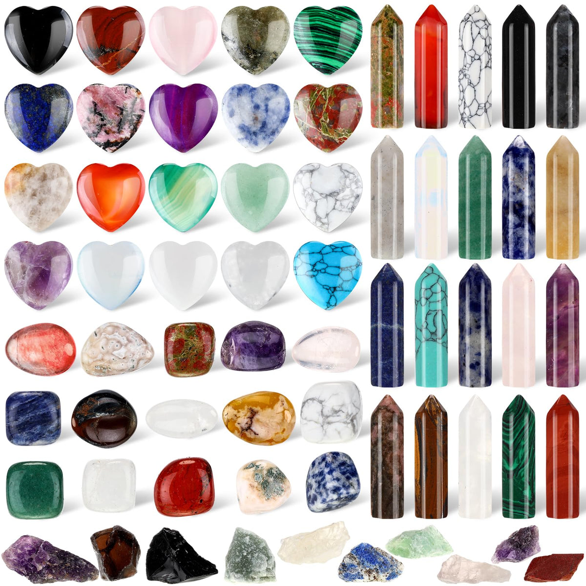 Liliaafar 65pcs raw crystals ready for meditation and energy focus.