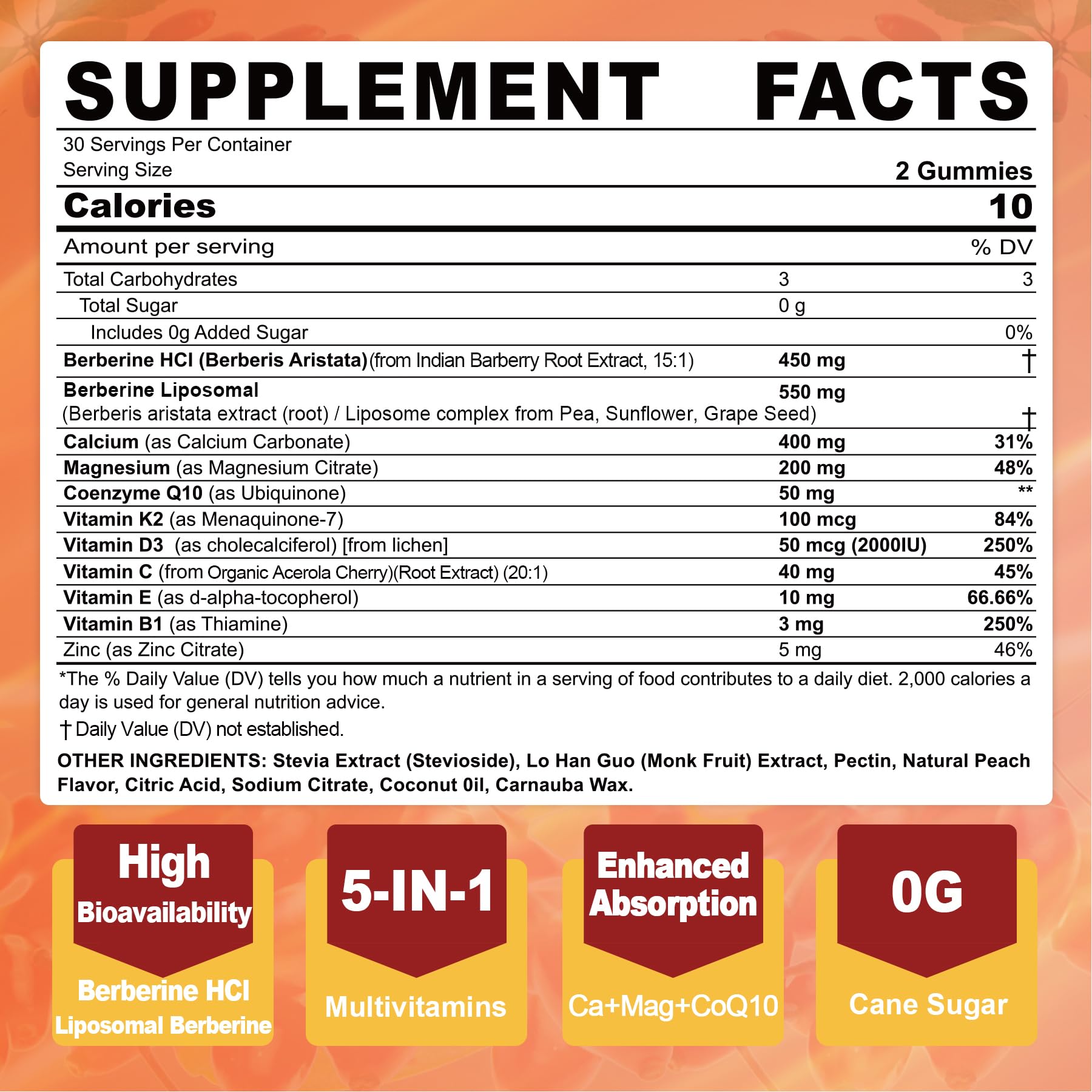 LILICARE Berberine Gummies close up highlighting chewy texture for daily wellness support.