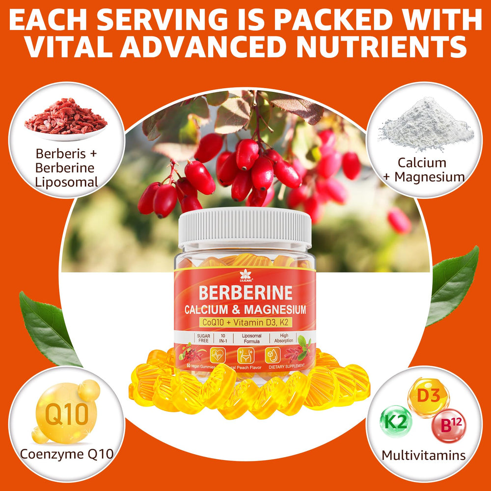 LILICARE Berberine Gummies gluten free label signals an allergy friendly option.