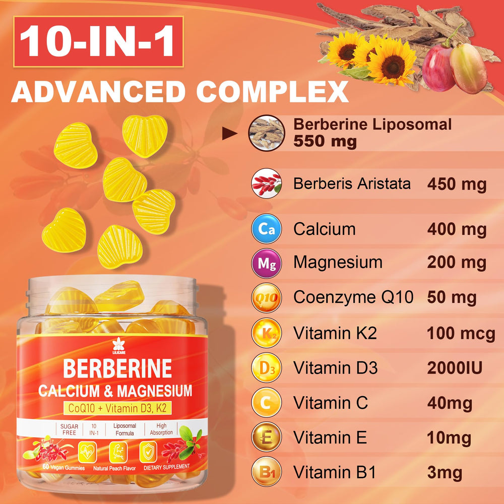 LILICARE Berberine Gummies vegan label confirms plant based formula for everyday wellness.