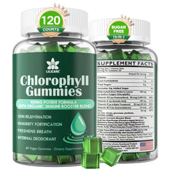 LILICARE Chlorophyll Gummies front bottle display natural immune and digestion support.