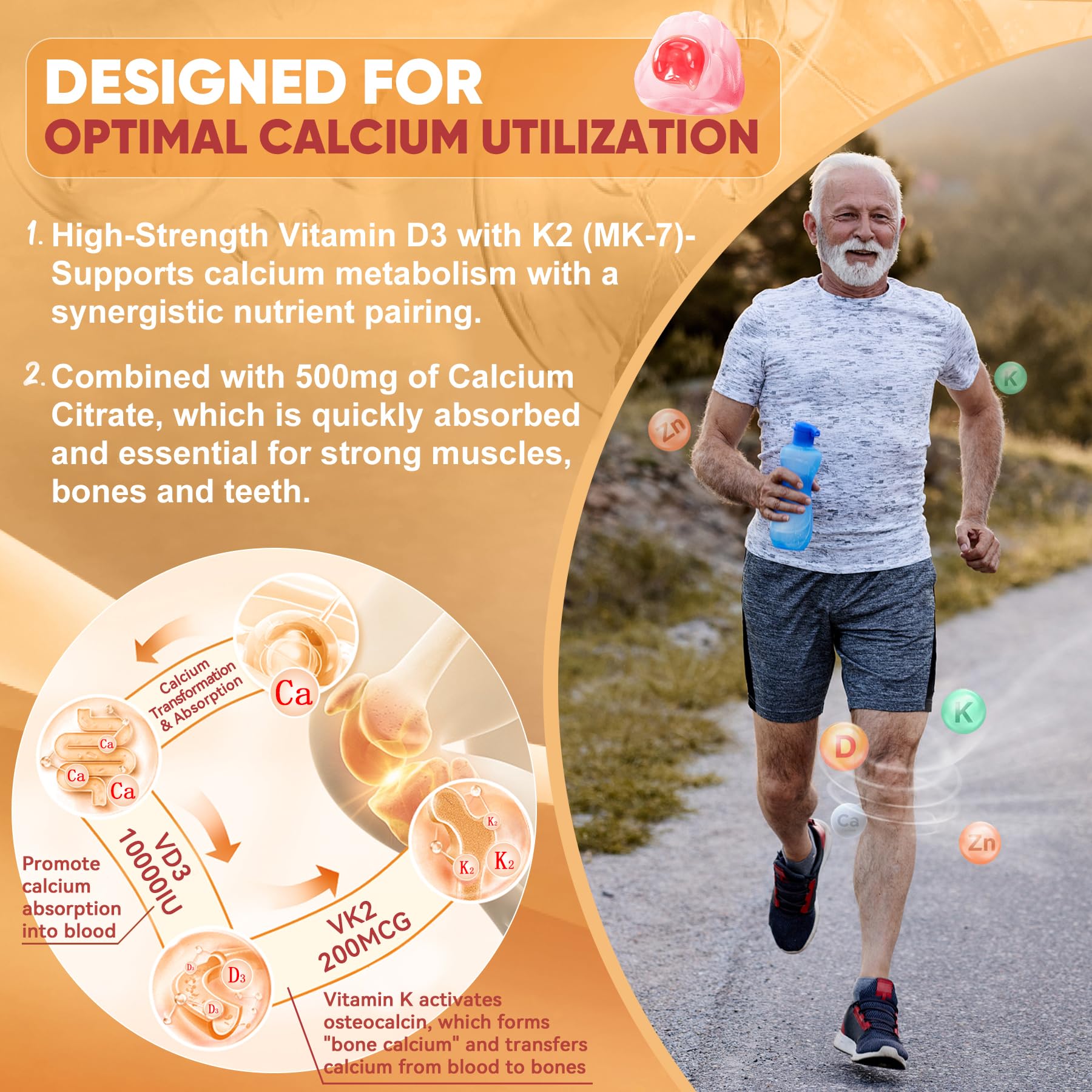 Calcium citrate and magnesium in LILICARE formula supporting bones.