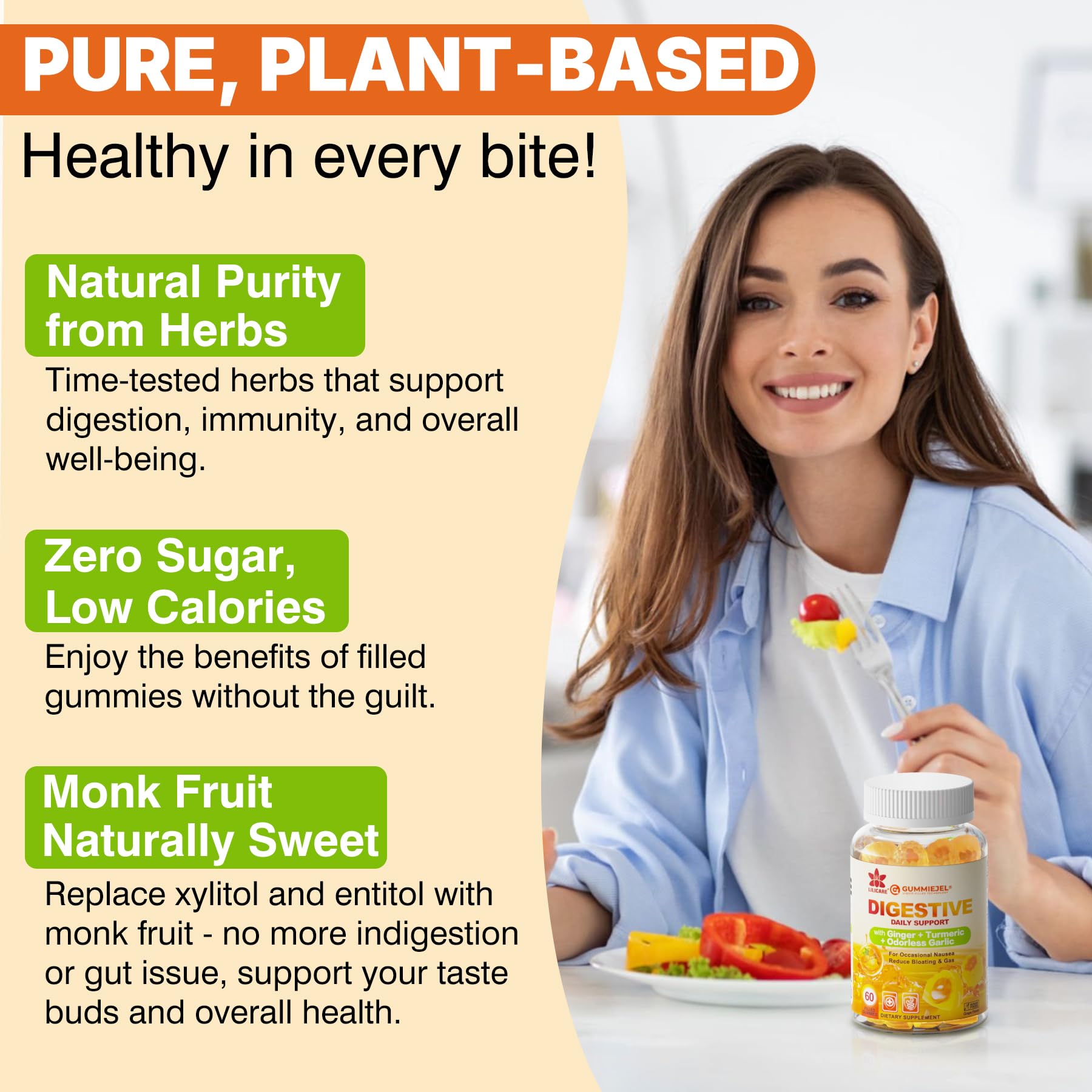LILICARE ginger chews in hand highlighting convenient daily supplement.